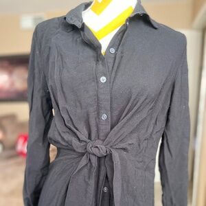 Loft tie waist midi shirt dress